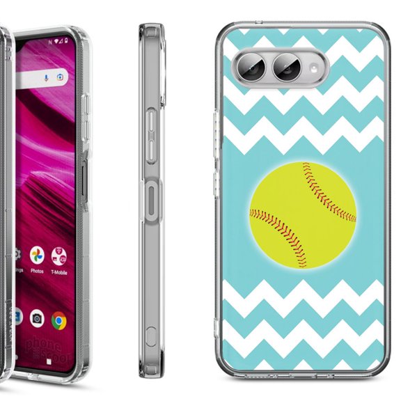 Shockproof Phone Case for T-Mobile Revvl 8, by OneToughShield - Chevron/Softball