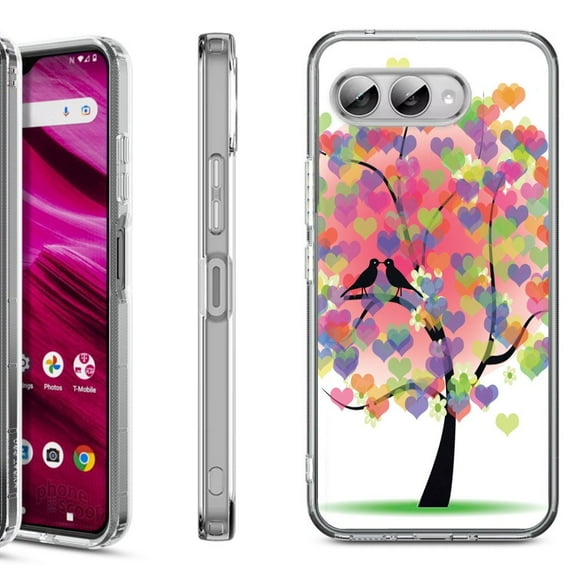 Shockproof Phone Case for T-Mobile Revvl 8, by OneToughShield - Color Hearts Tree