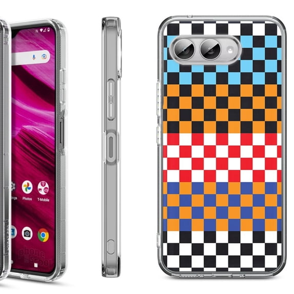 Shockproof Phone Case for T-Mobile Revvl 8, by OneToughShield - Colorful Checker