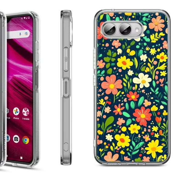Shockproof Phone Case for T-Mobile Revvl 8, by OneToughShield - Flower Symphony