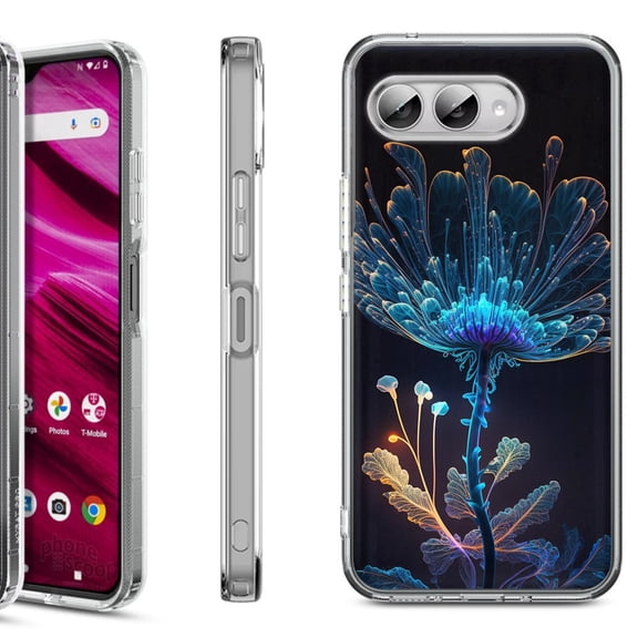 Shockproof Phone Case for T-Mobile Revvl 8, by OneToughShield - Glowing Flower