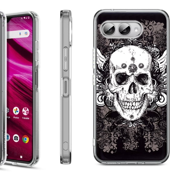 Shockproof Phone Case for T-Mobile Revvl 8, by OneToughShield - Grunge Skull
