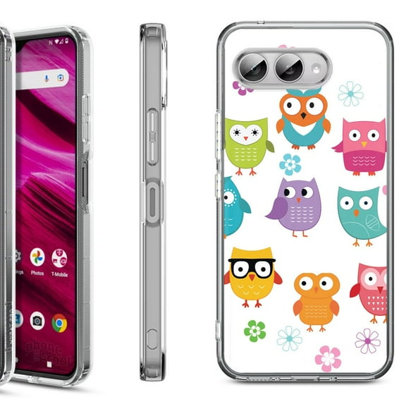 Shockproof Phone Case for T-Mobile Revvl 8, by OneToughShield - Happy Owl
