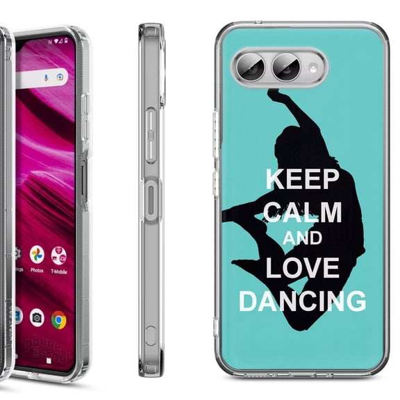 Shockproof Phone Case for T-Mobile Revvl 8, by OneToughShield - Keep Calm / Dancing