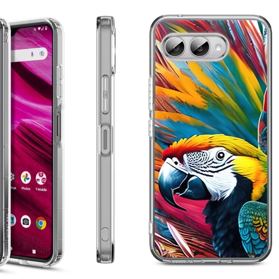 Shockproof Phone Case for T-Mobile Revvl 8, by OneToughShield - Macaw