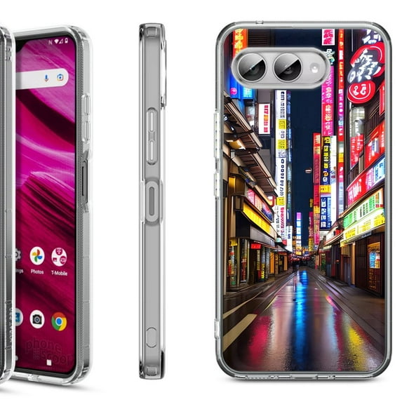 Shockproof Phone Case for T-Mobile Revvl 8, by OneToughShield - Neon Street