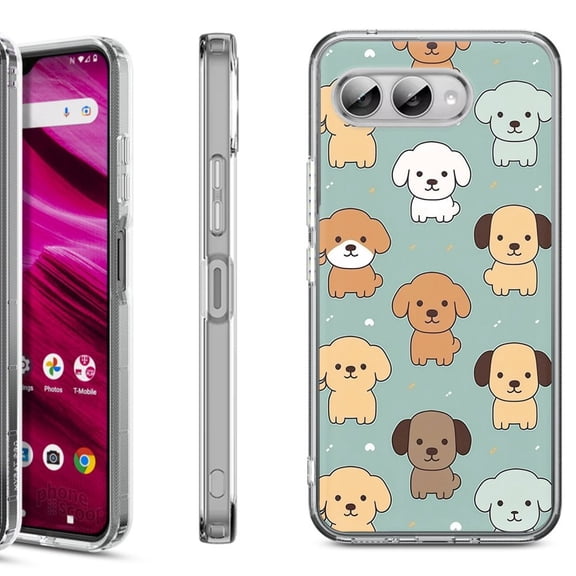 Shockproof Phone Case for T-Mobile Revvl 8, by OneToughShield - Puppies