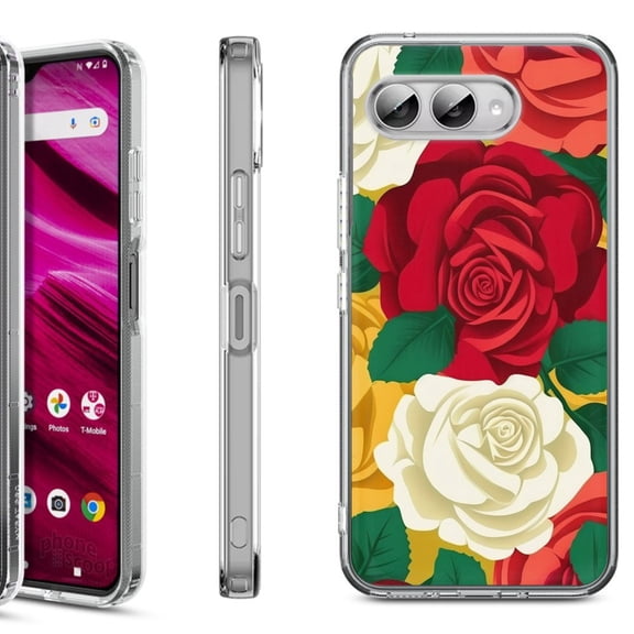 Shockproof Phone Case for T-Mobile Revvl 8, by OneToughShield - Radiant Rose