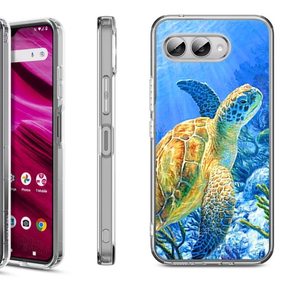 Shockproof Phone Case for T-Mobile Revvl 8, by OneToughShield - Sea Turtle