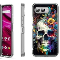 Shockproof Phone Case for T-Mobile Revvl 8, by OneToughShield - Skull Flower