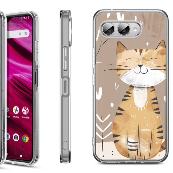 Shockproof Phone Case for T-Mobile Revvl 8, by OneToughShield - Smiling Cat