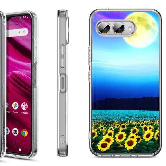 Shockproof Phone Case for T-Mobile Revvl 8, by OneToughShield - Sunflower Moon