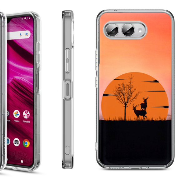 Shockproof Phone Case for T-Mobile Revvl 8, by OneToughShield - Sunset Deer