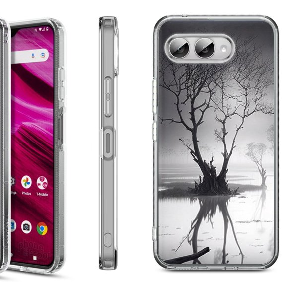 Shockproof Phone Case for T-Mobile Revvl 8, by OneToughShield - Tree BW