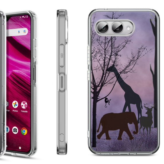 Shockproof Phone Case for T-Mobile Revvl 8, by OneToughShield - Twilight Safari