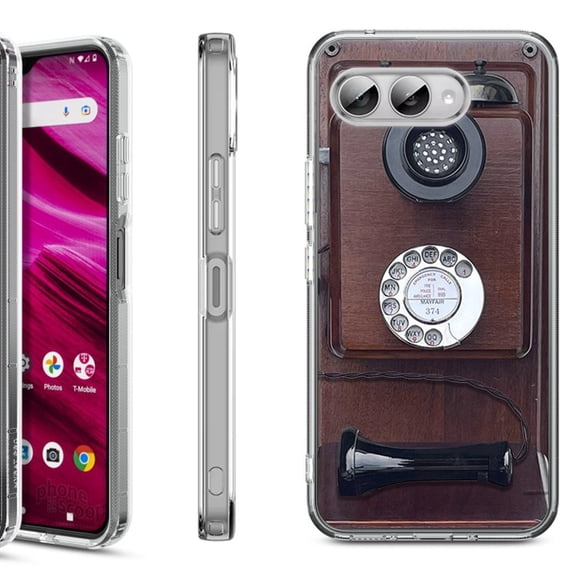 Shockproof Phone Case for T-Mobile Revvl 8, by OneToughShield - Vintage Payphone