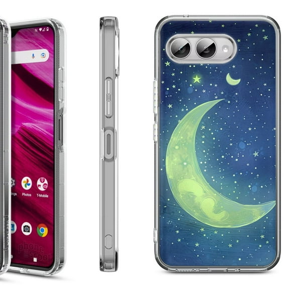 Shockproof Phone Case for T-Mobile Revvl 8, by OneToughShield - Whimsical Moon