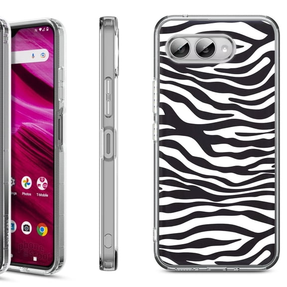 Shockproof Phone Case for T-Mobile Revvl 8, by OneToughShield - Zebra B/W