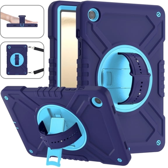 Shockproof Protective Case for Samsung Galaxy Tab A11+/ A11 Plus 11" 2026(SM-X230/X236), Rugged Heavy Duty Cover with 360° Rotating Kickstand, Adjustable Shoulder Strap,Blue