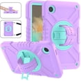 thumbnail image 1 of Shockproof Protective Case for Samsung Galaxy Tab A9 8.7" 2023(SM-X110/X115/X117), Rugged Heavy Duty Cover with 360° Rotating Kickstand, Adjustable Shoulder Strap,Purple,For Galaxy Tab A9, 1 of 8