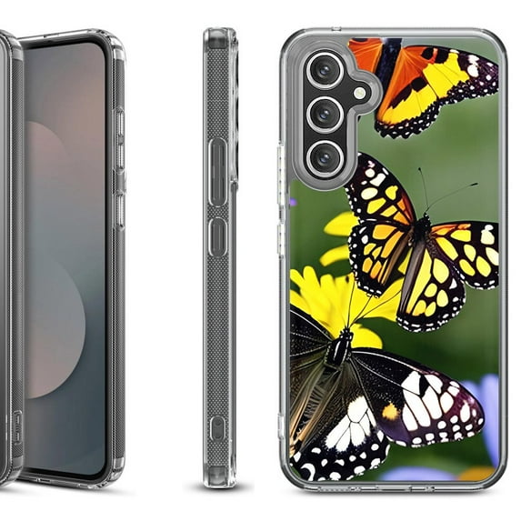 Shockproof Protective Phone Case Cover for Samsung Galaxy A17 5G, by OneToughShield - Butterfly Flower