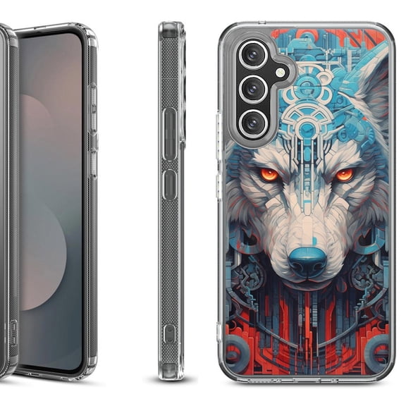 Shockproof Protective Phone Case Cover for Samsung Galaxy A17 5G, by OneToughShield - Cyberpunk Wolf