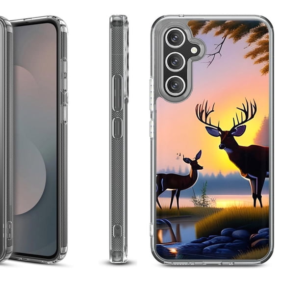 Shockproof Protective Phone Case Cover for Samsung Galaxy A17 5G, by OneToughShield - Deer Sunset