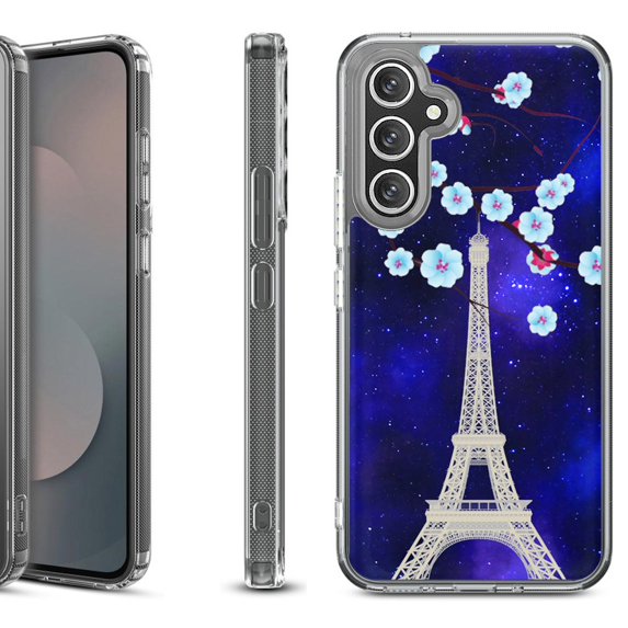 Shockproof Protective Phone Case Cover for Samsung Galaxy A17 5G, by OneToughShield - Eiffel Tower Stars