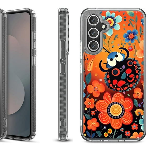 Shockproof Protective Phone Case Cover for Samsung Galaxy A17 5G, by OneToughShield - Ladybug Flower