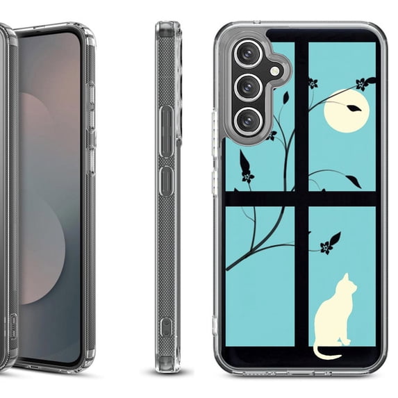 Shockproof Protective Phone Case Cover for Samsung Galaxy A17 5G, by OneToughShield - Moon/Cat