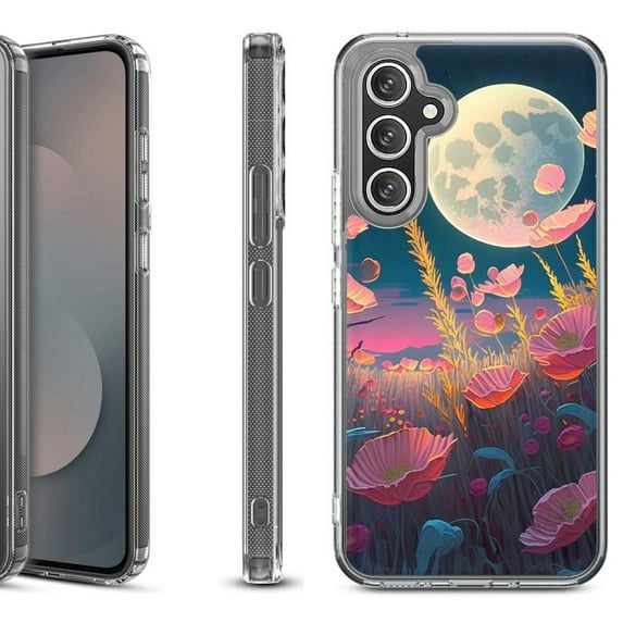 Shockproof Protective Phone Case Cover for Samsung Galaxy A17 5G, by OneToughShield - Moon Poppies