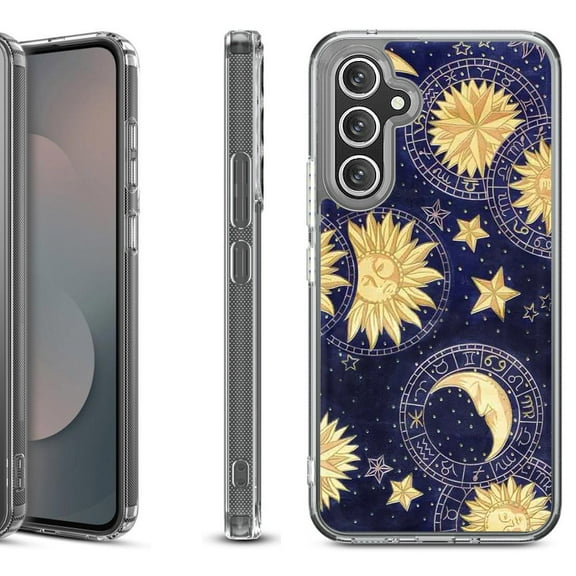 Shockproof Protective Phone Case Cover for Samsung Galaxy A17 5G, by OneToughShield - Moon Sun Star