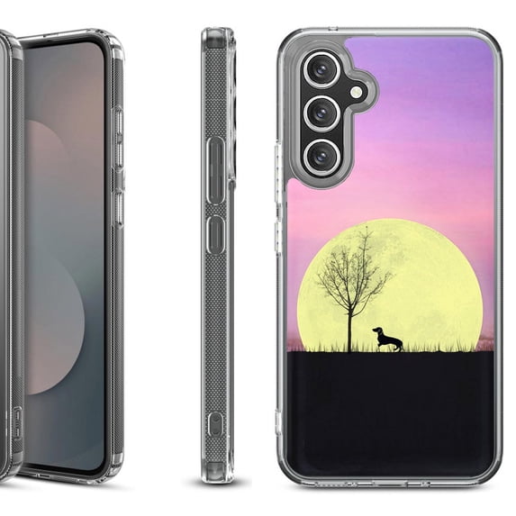 Shockproof Protective Phone Case Cover for Samsung Galaxy A17 5G, by OneToughShield - Moonlight Dachshund