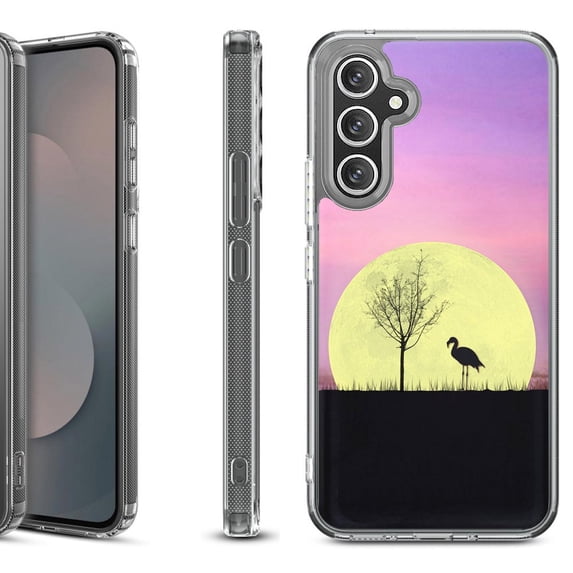Shockproof Protective Phone Case Cover for Samsung Galaxy A17 5G, by OneToughShield - Moonlight Flamingo