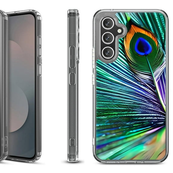 Shockproof Protective Phone Case Cover for Samsung Galaxy A17 5G, by OneToughShield - Peacock Feather