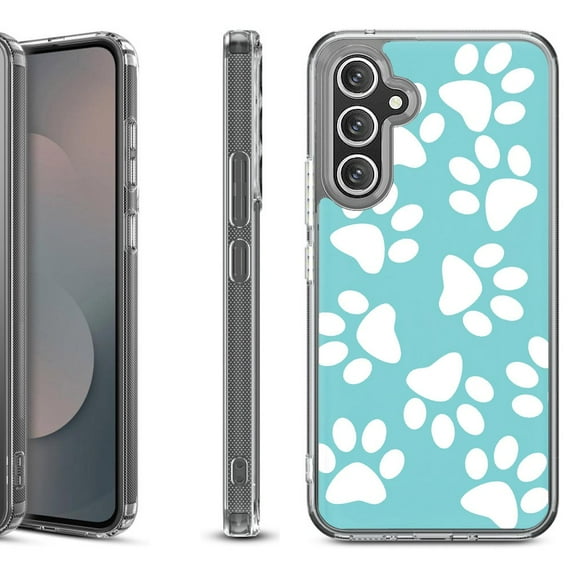 Shockproof Protective Phone Case Cover for Samsung Galaxy A17 5G, by OneToughShield - Pet Paw / Teal