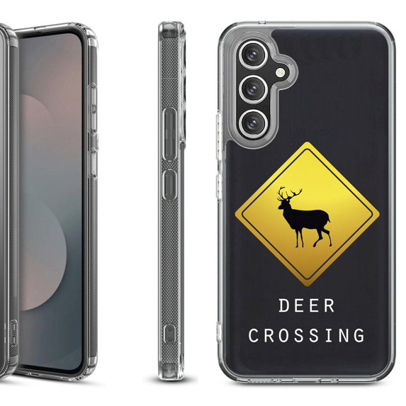 Shockproof Protective Phone Case Cover for Samsung Galaxy A17 5G, by OneToughShield - Road Sign Deer