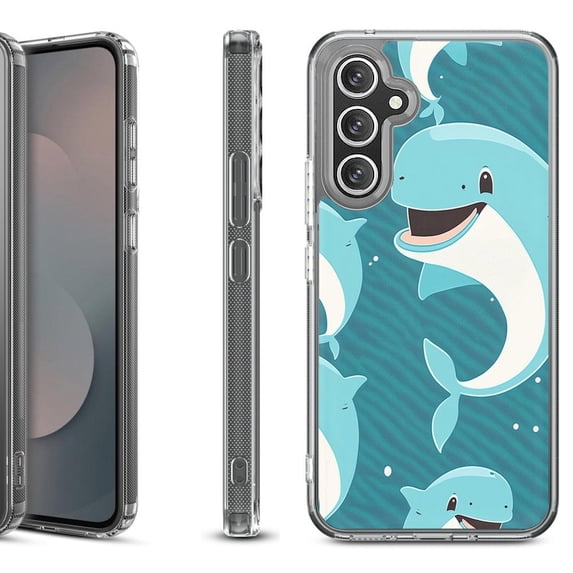 Shockproof Protective Phone Case Cover for Samsung Galaxy A17 5G, by OneToughShield - Smiling Dolphin