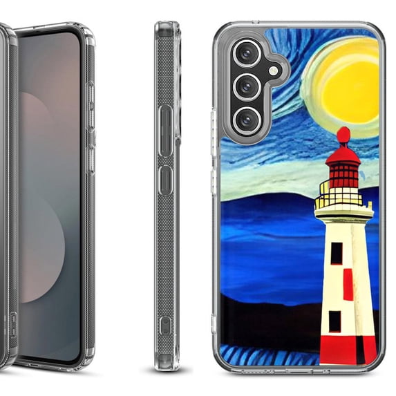 Shockproof Protective Phone Case Cover for Samsung Galaxy A17 5G, by OneToughShield - Starry Night Lighthouse