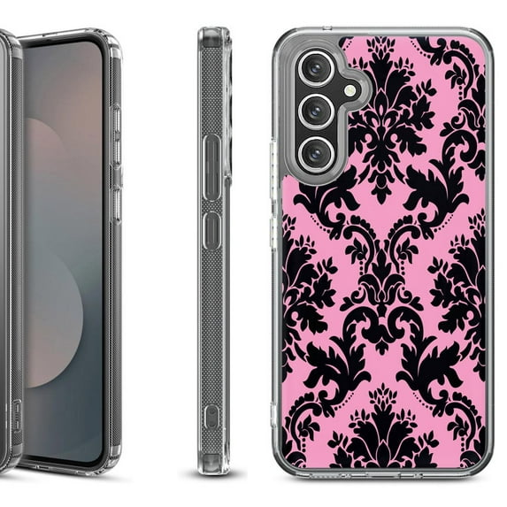 Shockproof Protective Phone Case Cover for Samsung Galaxy A17 5G, by OneToughShield - Victorian Pink/Black