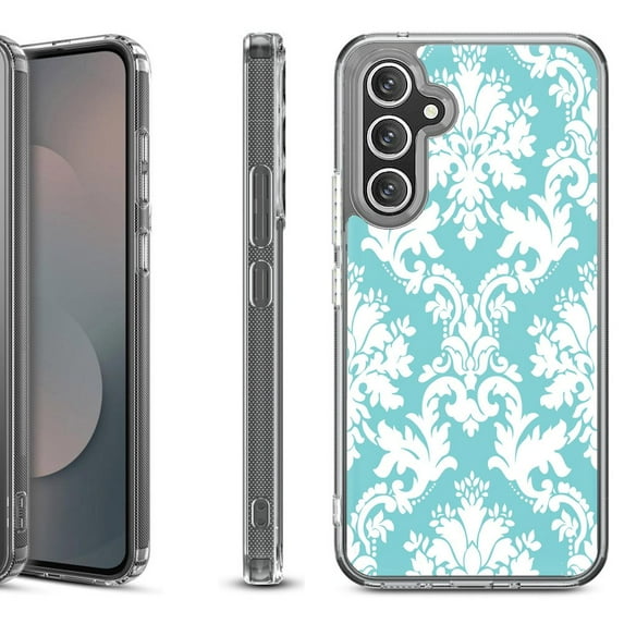Shockproof Protective Phone Case Cover for Samsung Galaxy A17 5G, by OneToughShield - Victorian White/Teal