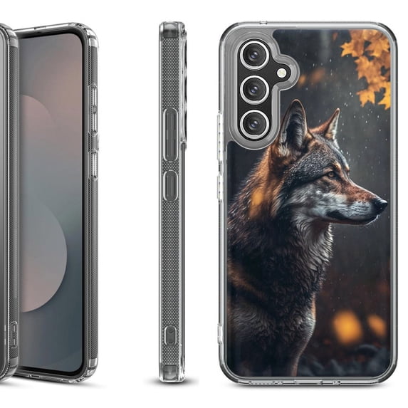 Shockproof Protective Phone Case Cover for Samsung Galaxy S25 FE, by OneToughShield - Wolf Autumn