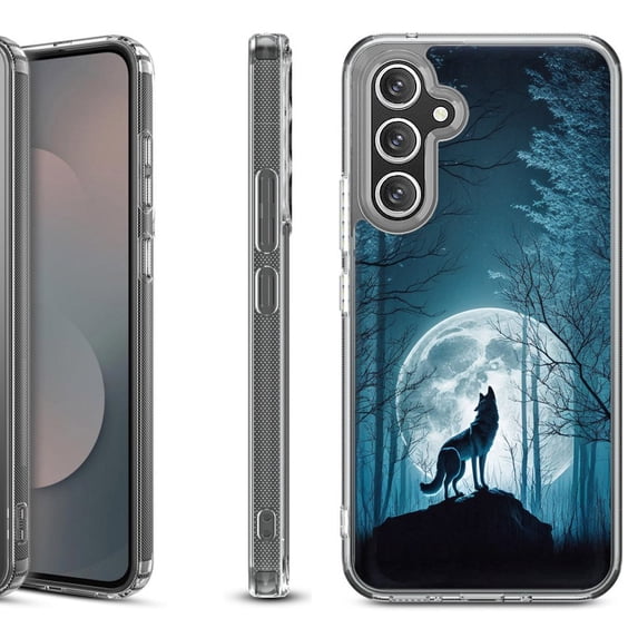 Shockproof Protective Phone Case Cover for Samsung Galaxy S25 FE, by OneToughShield - Wolf Moon