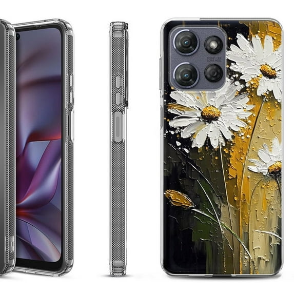 Shockproof Protective Phone Case for Motorola Moto G 5G 2025, by OneToughShield - Abstract Daisy
