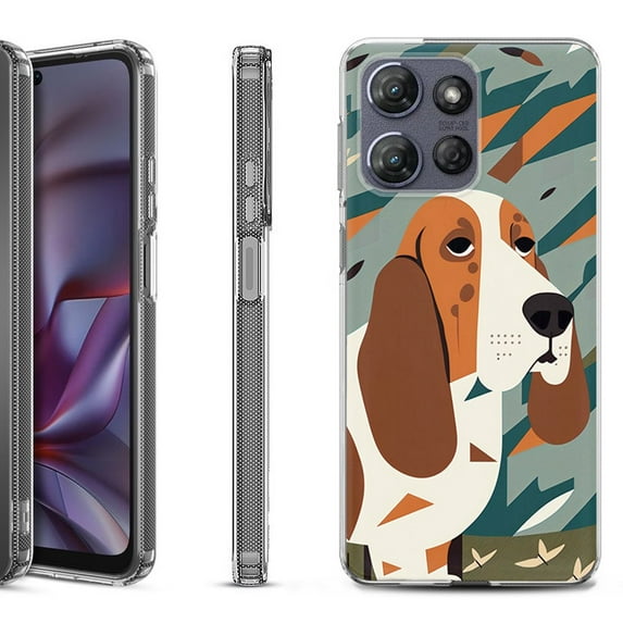 Shockproof Protective Phone Case for Motorola Moto G 5G 2025, by OneToughShield - Basset Hound