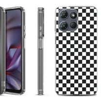Shockproof Protective Phone Case for Motorola Moto G 5G 2025, by OneToughShield - Checker B/W
