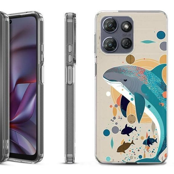 Shockproof Protective Phone Case for Motorola Moto G 5G 2025, by OneToughShield - Dolphin Family