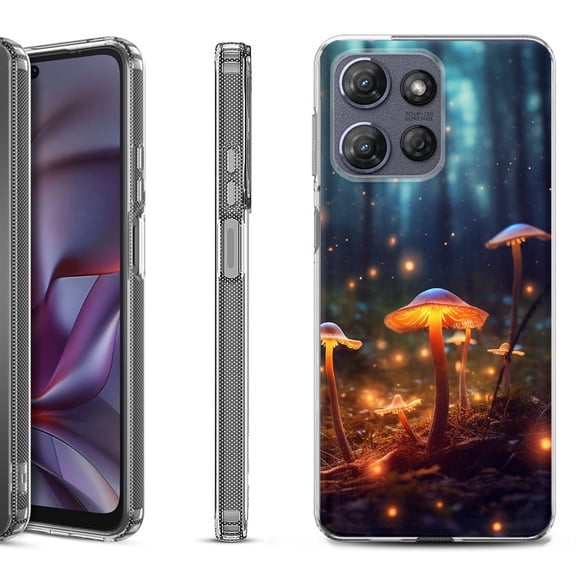 Shockproof Protective Phone Case for Motorola Moto G 5G 2025, by OneToughShield - Fireflies Mushroom