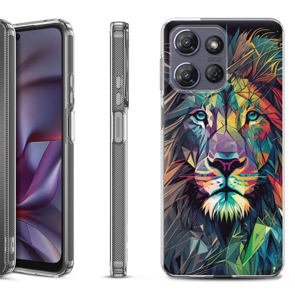 Shockproof Protective Phone Case for Motorola Moto G 5G 2025, by OneToughShield - Geometric Lion