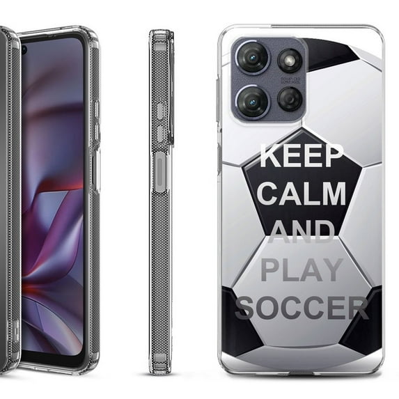 Shockproof Protective Phone Case for Motorola Moto G 5G 2025, by OneToughShield - Keep Calm Soccer
